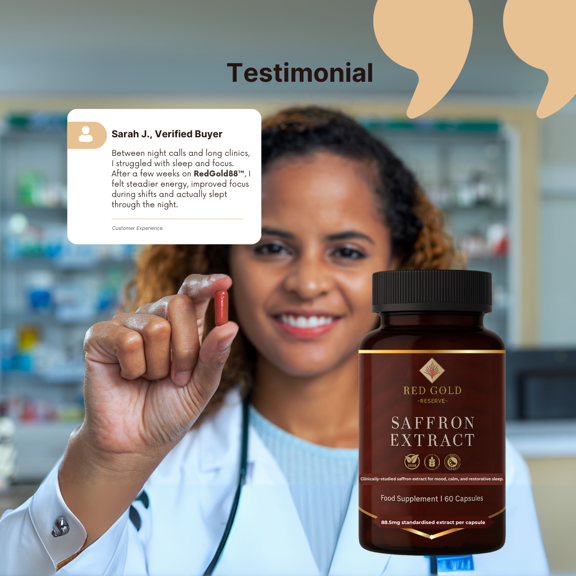 RedGold88™ Spanish Saffron Extract (88.5 mg) — Premium Supplement for Mood, Energy & Focus