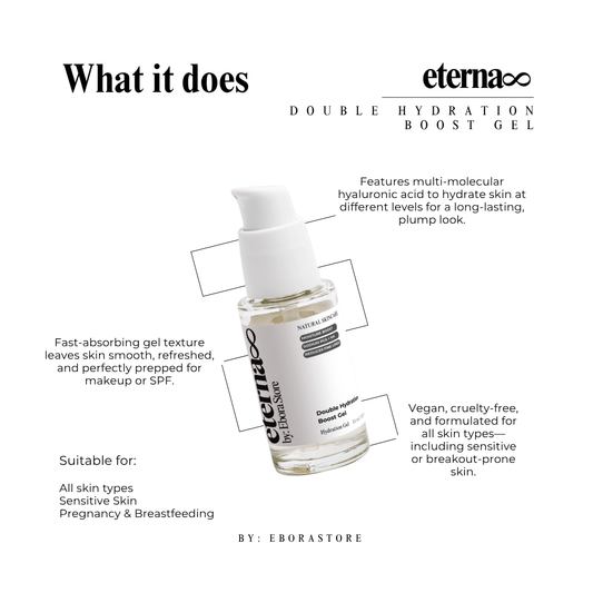 Eterna8 Double Hydration Boost Gel 30ml – Hyaluronic Acid + Aloe | Vegan, Paraben-Free