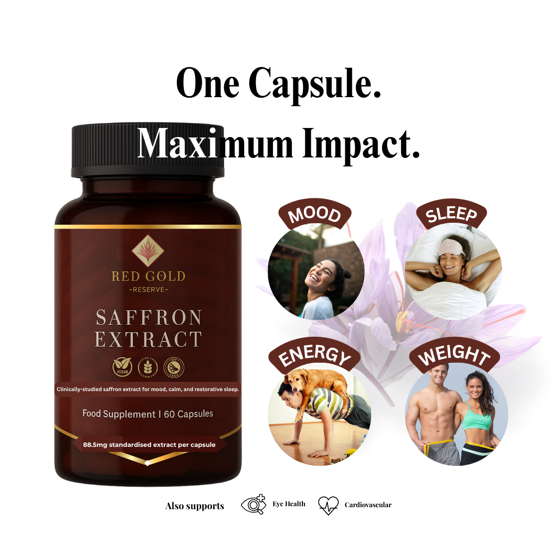 RedGold88™ Spanish Saffron Extract (88.5 mg) — Premium Supplement for Mood, Energy & Focus