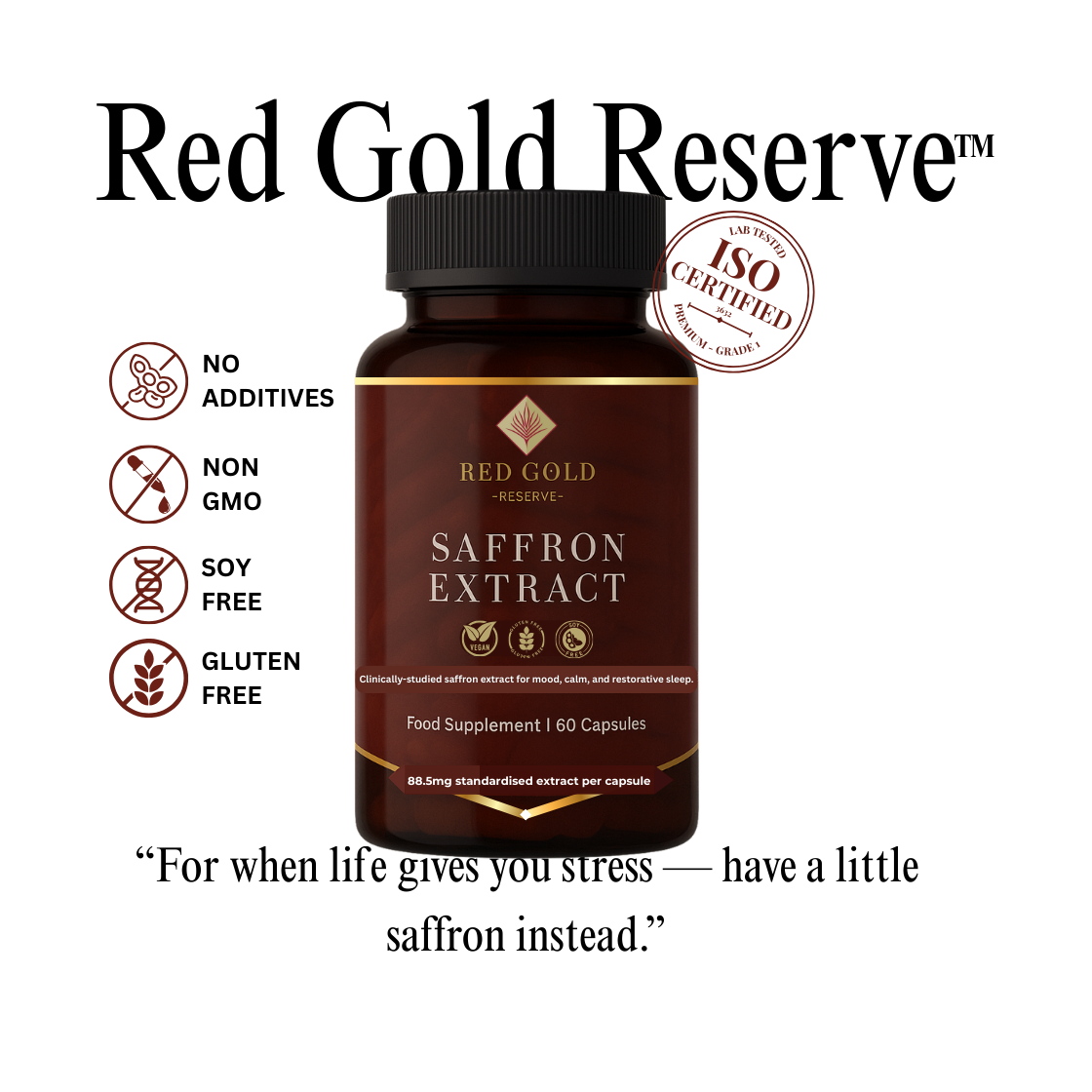 RedGold88™ Spanish Saffron Extract (88.5 mg) — Premium Supplement for Mood, Energy & Focus