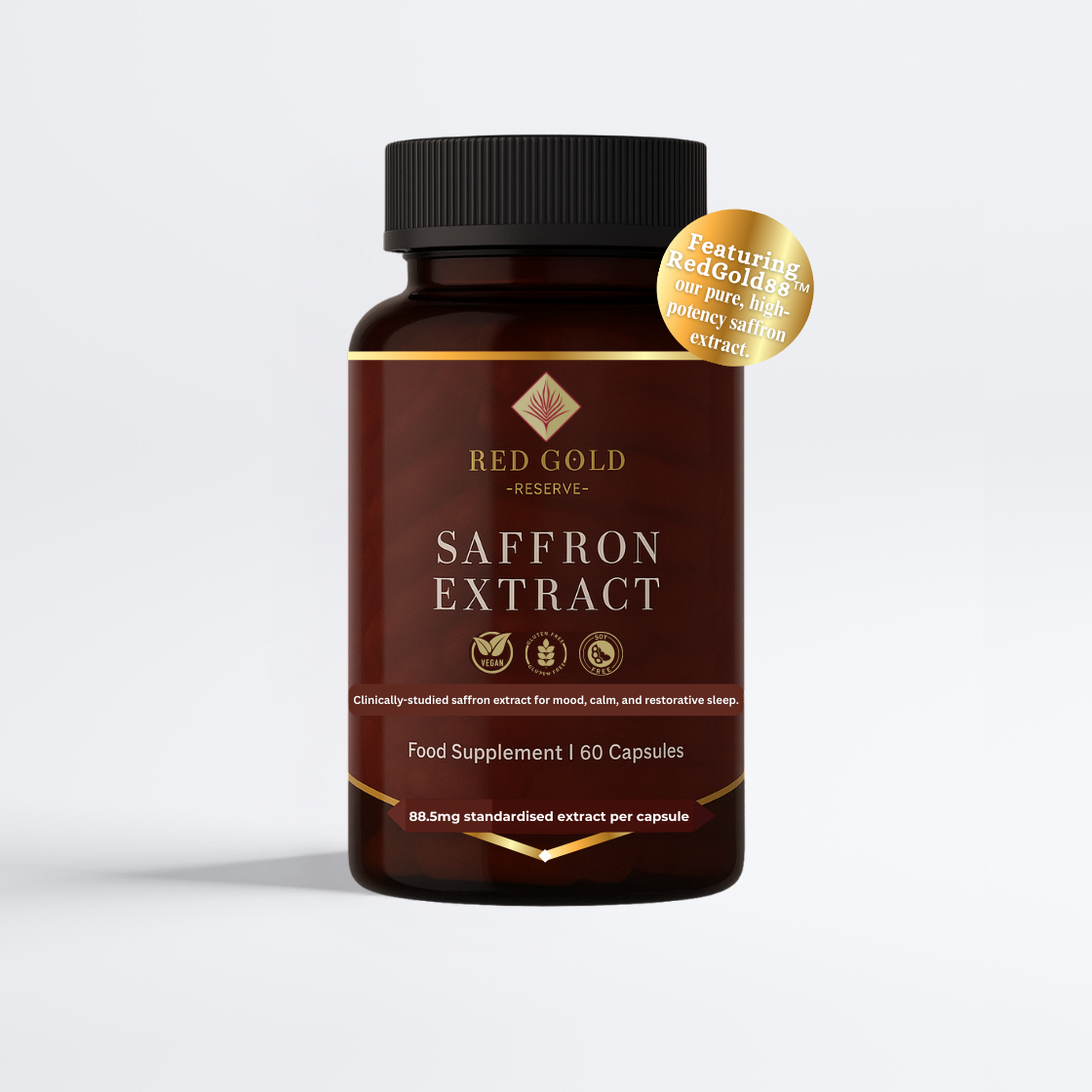 RedGold88™ Spanish Saffron Extract (88.5 mg) — Premium Supplement for Mood, Energy & Focus