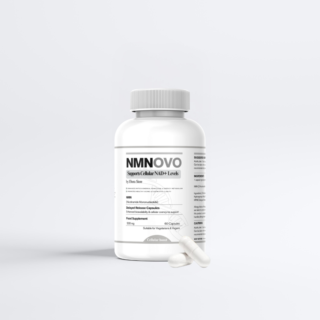 NMNOVO | NAD+ Booster by Ebora Store | Delayed-Release | 60 Capsules (2-Month Supply) | Clinically Researched NAD⁺ Support • Third-Party Tested • Pure Formula