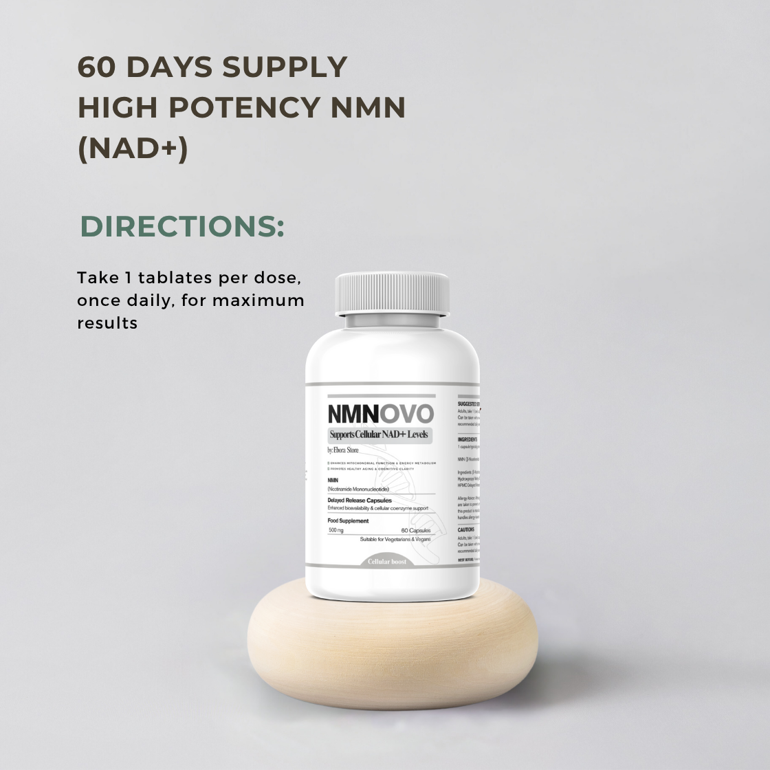 NMNOVO | NAD+ Booster by Ebora Store | Delayed-Release | 60 Capsules (2-Month Supply) | Clinically Researched NAD⁺ Support • Third-Party Tested • Pure Formula