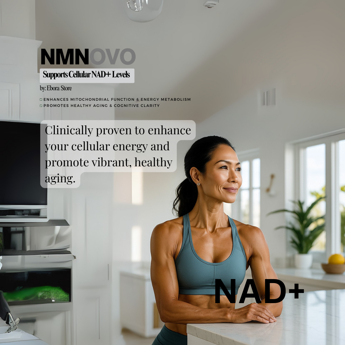 NMNOVO | NAD+ Booster by Ebora Store | Delayed-Release | 60 Capsules (2-Month Supply) | Clinically Researched NAD⁺ Support • Third-Party Tested • Pure Formula